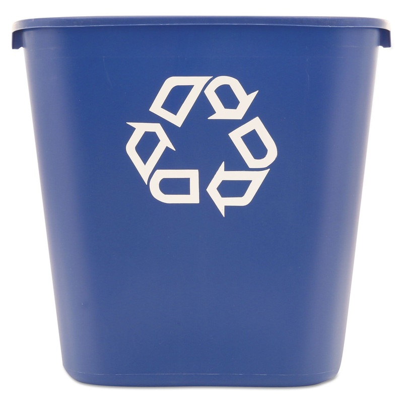 MEDIUM DESKSIDE RECYCLING CONTAINER, RECTANGULAR, PLASTIC, 28.13 QT, BLUE