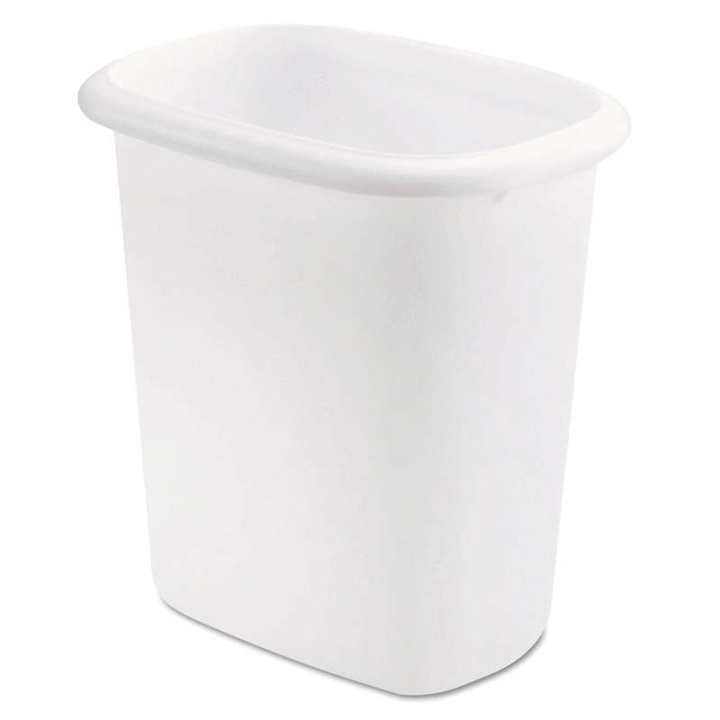 OVAL VANITY WASTEBASKET, PLASTIC, 6 QT, WHITE, 6/CARTON