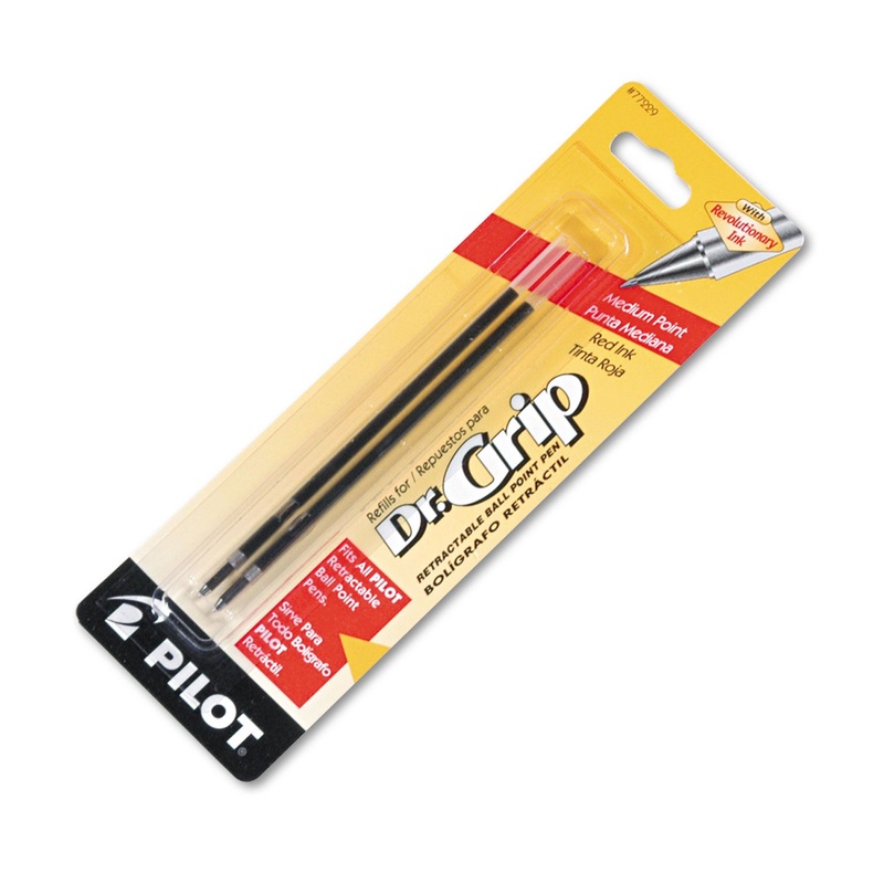 REFILL FOR DR. GRIP, EASYTOUCH, THE BETTER, B2P AND REX GRIP BEGREEN BALLPOINT PENS, MEDIUM POINT, RED INK, 2/PACK