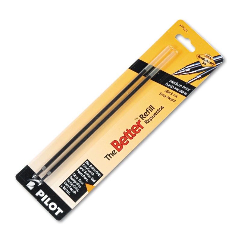 REFILL FOR PILOT BETTER, BETTERGRIP, EASYTOUCH AND CAMO BALLPOINT PENS, MEDIUM POINT, BLACK INK, 2/PACK