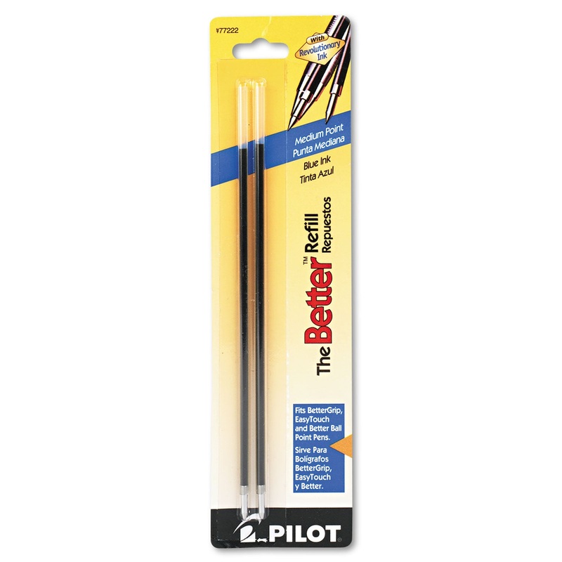 REFILL FOR PILOT BETTER, BETTERGRIP, EASYTOUCH AND CAMO BALLPOINT PENS, MEDIUM POINT, BLUE INK, 2/PACK