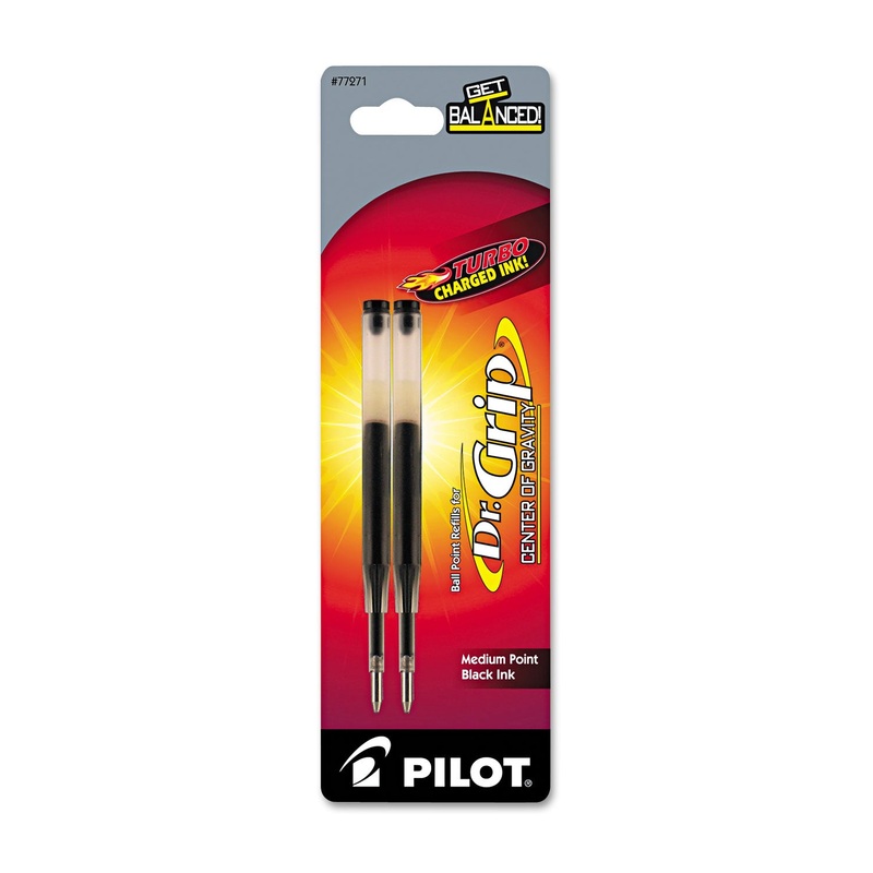 REFILL FOR PILOT DR. GRIP CENTER OF GRAVITY PENS, MEDIUM POINT, BLACK INK, 2/PACK