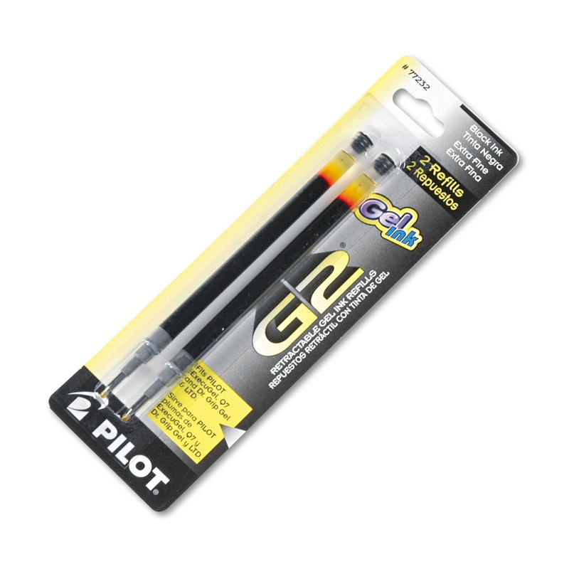REFILL FOR PILOT GEL PENS, EXTRA-FINE POINT, BLACK INK, 2/PACK