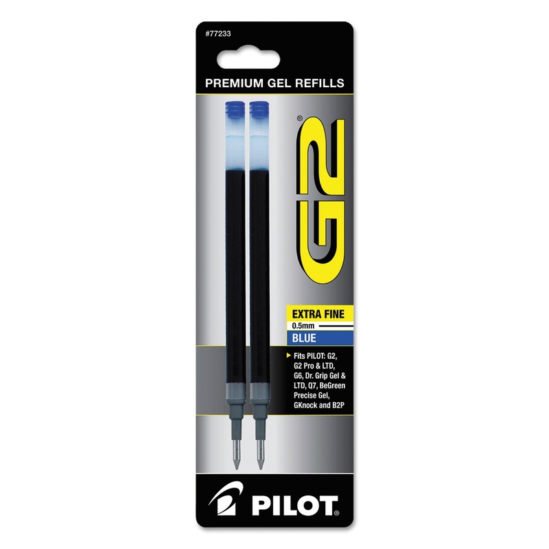REFILL FOR PILOT GEL PENS, EXTRA-FINE POINT, BLUE INK, 2/PACK