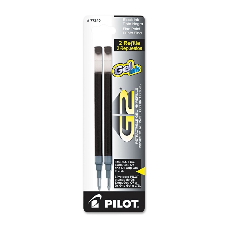 REFILL FOR PILOT GEL PENS, FINE POINT, BLACK INK, 2/PACK