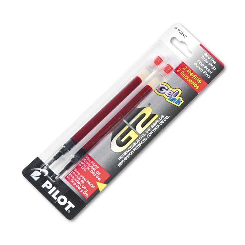 REFILL FOR PILOT GEL PENS, FINE POINT, RED INK, 2/PACK