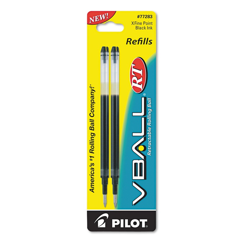REFILL FOR PILOT VBALL AND VBALL RT ROLLING BALL PENS, EXTRA-FINE POINT, BLACK INK, 2/PACK