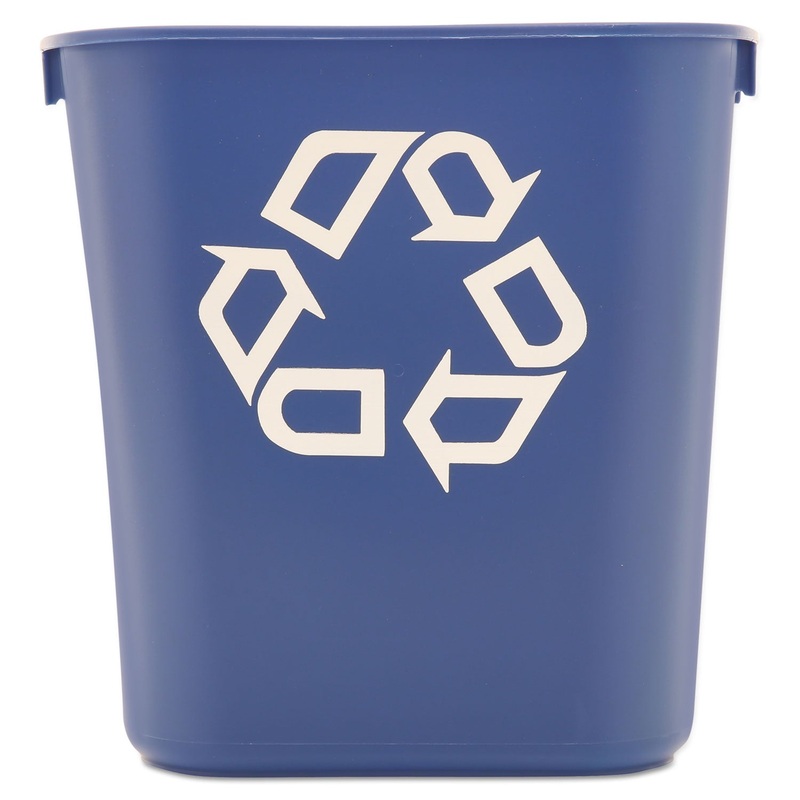 SMALL DESKSIDE RECYCLING CONTAINER, RECTANGULAR, PLASTIC, 13.63 QT, BLUE