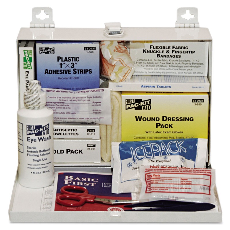 25-Person Steel First-Aid Kit, W/eyewash