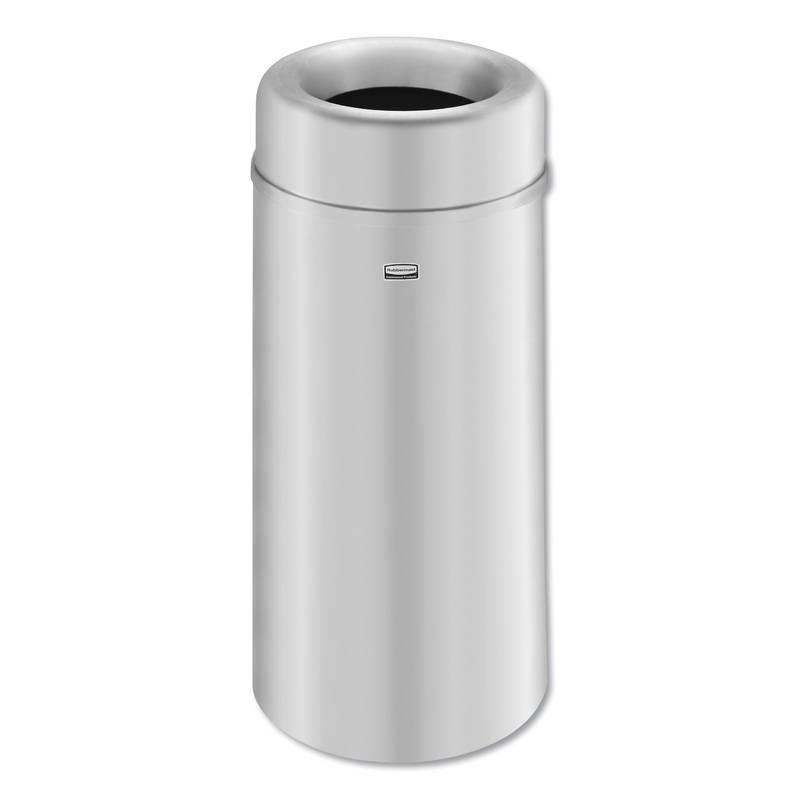 CROWNE COLLECTION OPEN TOP RECEPTACLE, 15 GAL, METAL, ALUMINUM