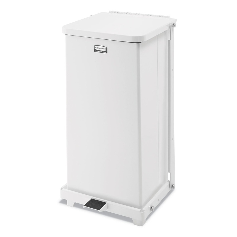 DEFENDERS QUIET STEP CAN, 6.5 GAL, METAL, WHITE