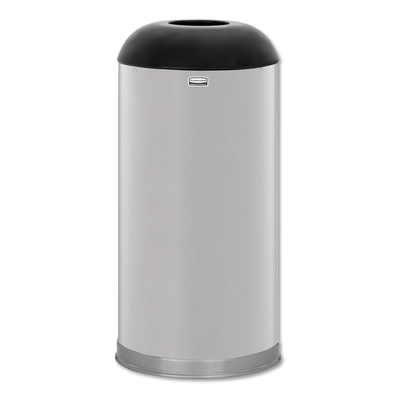 EUROPEAN AND METALLIC DROP-IN DOME TOP RECEPTACLE, ROUND, 15 GAL, SATIN STAINLESS