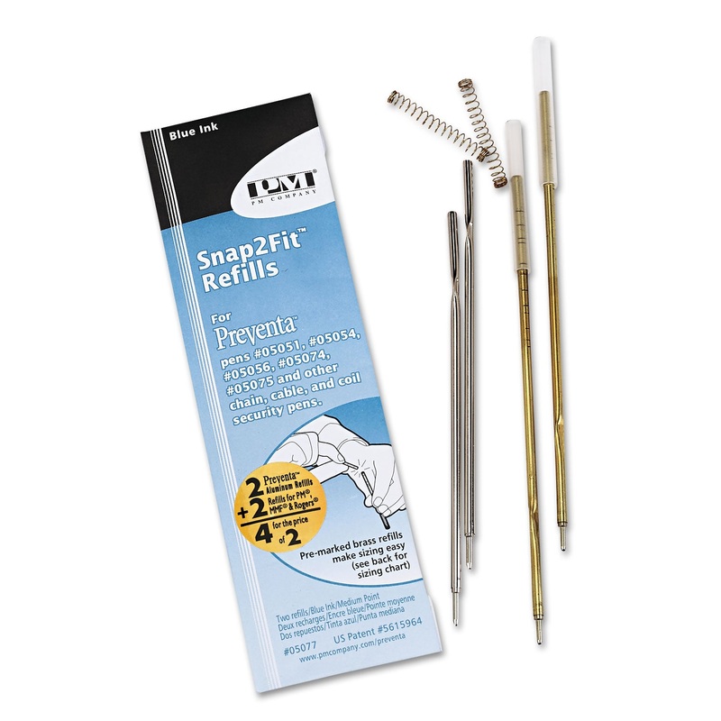 REFILL FOR PMC PREVENTA, MMF KABLE AND SENTRY COUNTER PENS, MEDIUM POINT, BLUE INK, 2/PACK