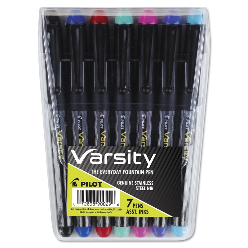VARSITY FOUNTAIN PEN, 1MM, ASSORTED INK, GRAY PATTERN WRAP BARREL, 7/SET