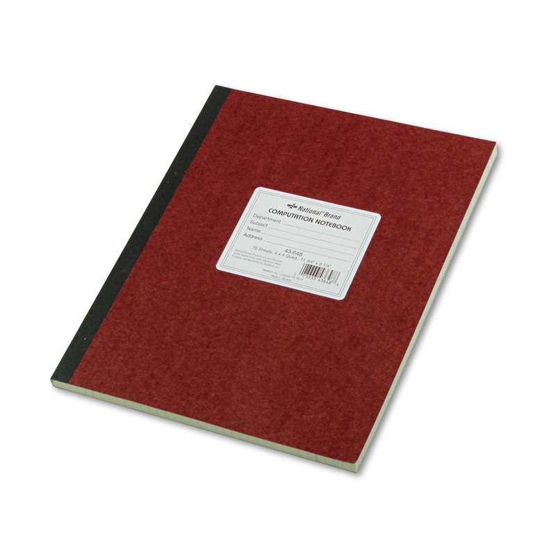 COMPUTATION NOTEBOOK, 4 SQ/IN QUADRILLE RULE, 11.75 X 9.25, GREEN TINT, 75 SHEETS