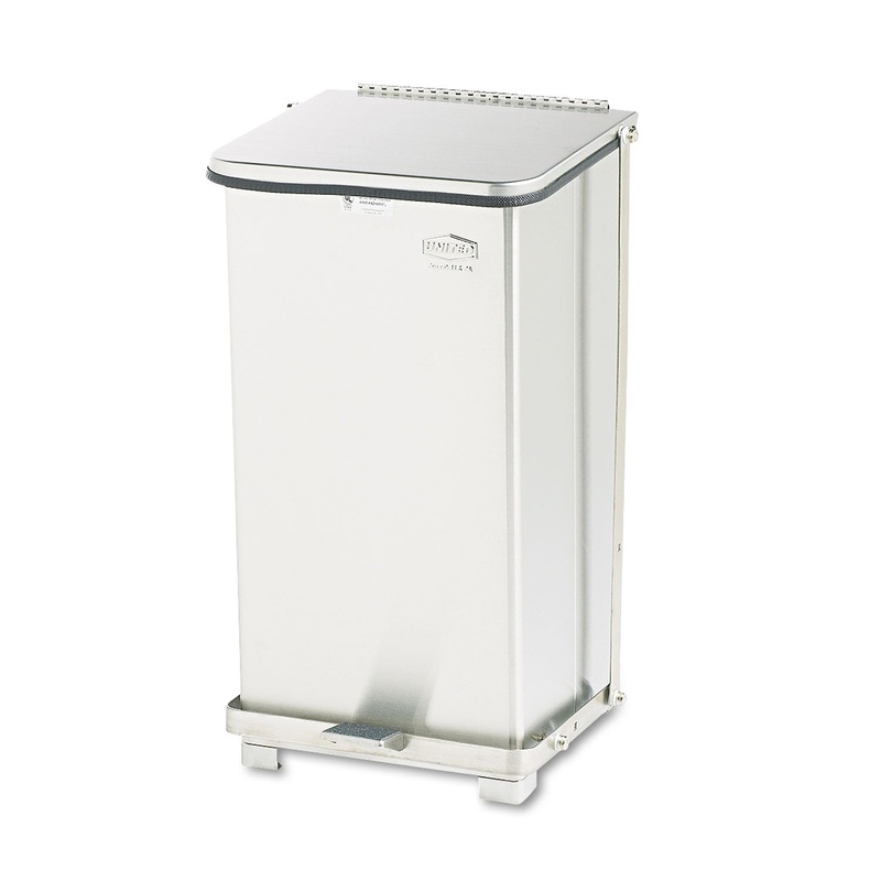 DEFENDERS BIOHAZARD STEP CAN, SQUARE, STEEL, 12 GAL, STAINLESS STEEL