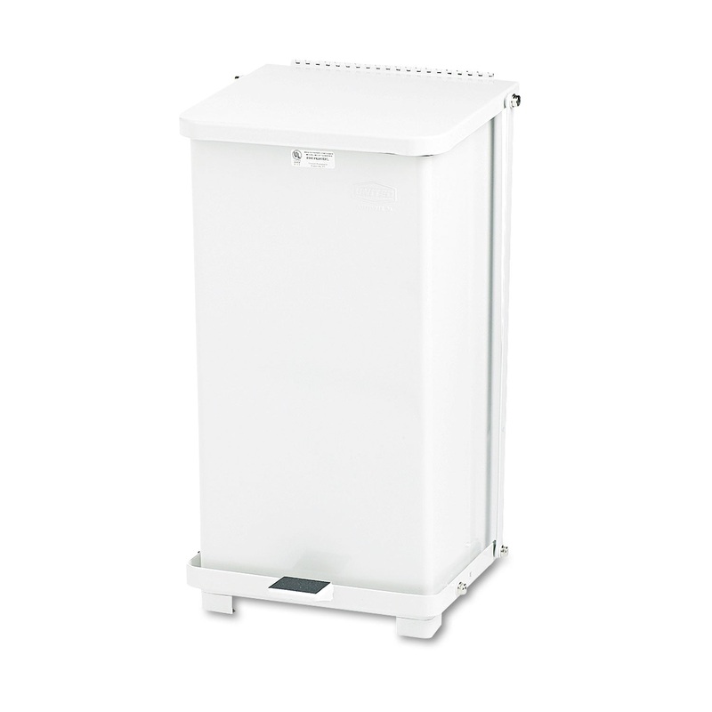 DEFENDERS BIOHAZARD STEP CAN, SQUARE, STEEL, 12 GAL, WHITE