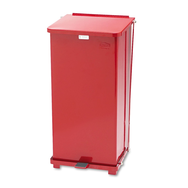 DEFENDERS BIOHAZARD STEP CAN, SQUARE, STEEL, 24 GAL, RED