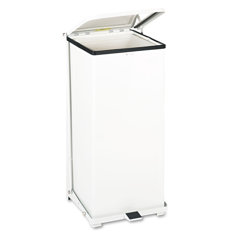DEFENDERS BIOHAZARD STEP CAN, SQUARE, STEEL, 24 GAL, WHITE