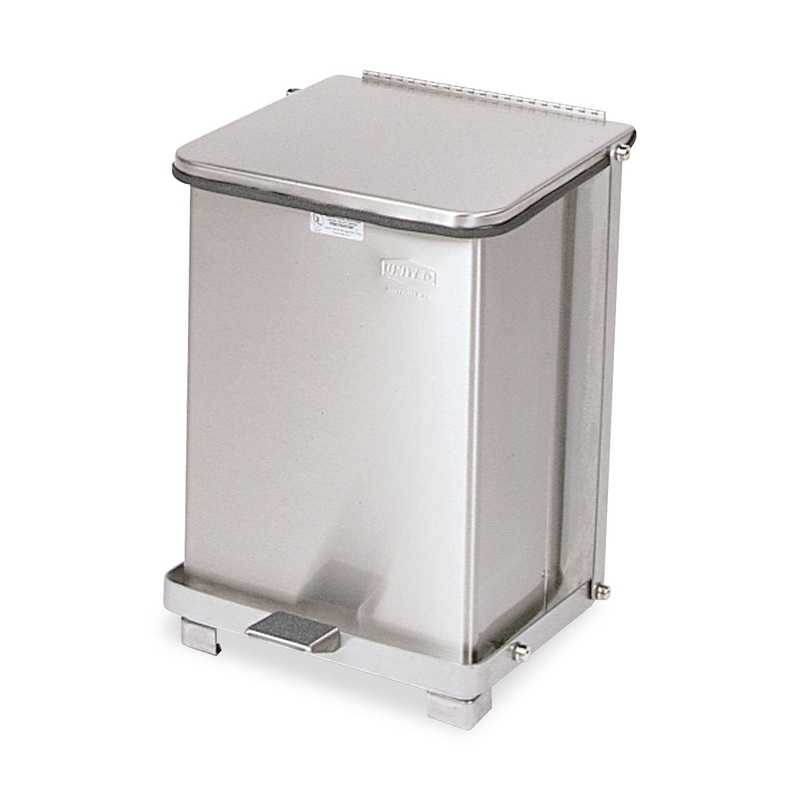DEFENDERS BIOHAZARD STEP CAN, SQUARE, STEEL, 7 GAL, STAINLESS STEEL