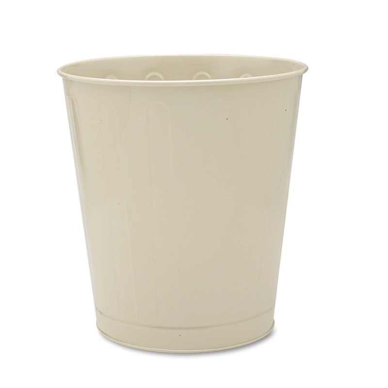 FIRE-SAFE WASTEBASKET, ROUND, STEEL, 6.5 GAL, ALMOND