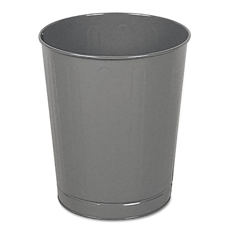 FIRE-SAFE WASTEBASKET, ROUND, STEEL, 6.5 GAL, GRAY