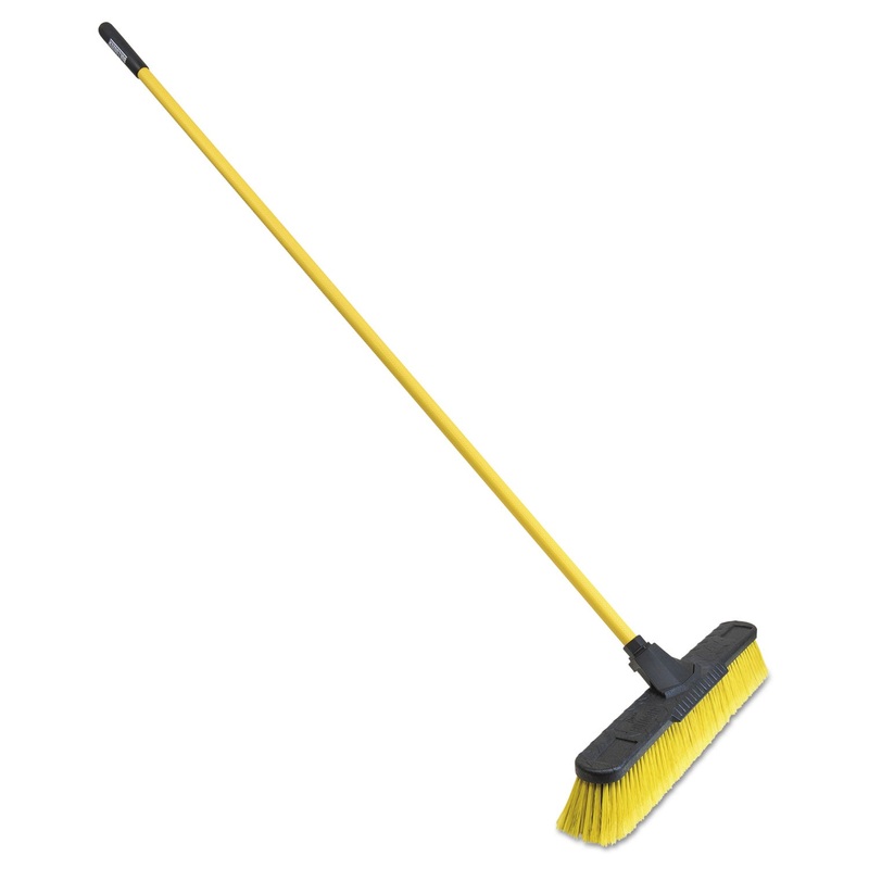 Multisurface Pushbroom, 24″ Brush, 63 3/4″ Handle, Pet/steel, Yellow/black