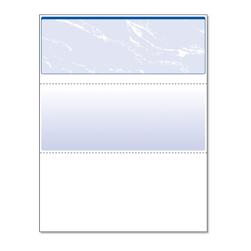 SECURITY BUSINESS CHECKS, 11 FEATURES, 8.5 X 11, BLUE MARBLE TOP, 500/REAM