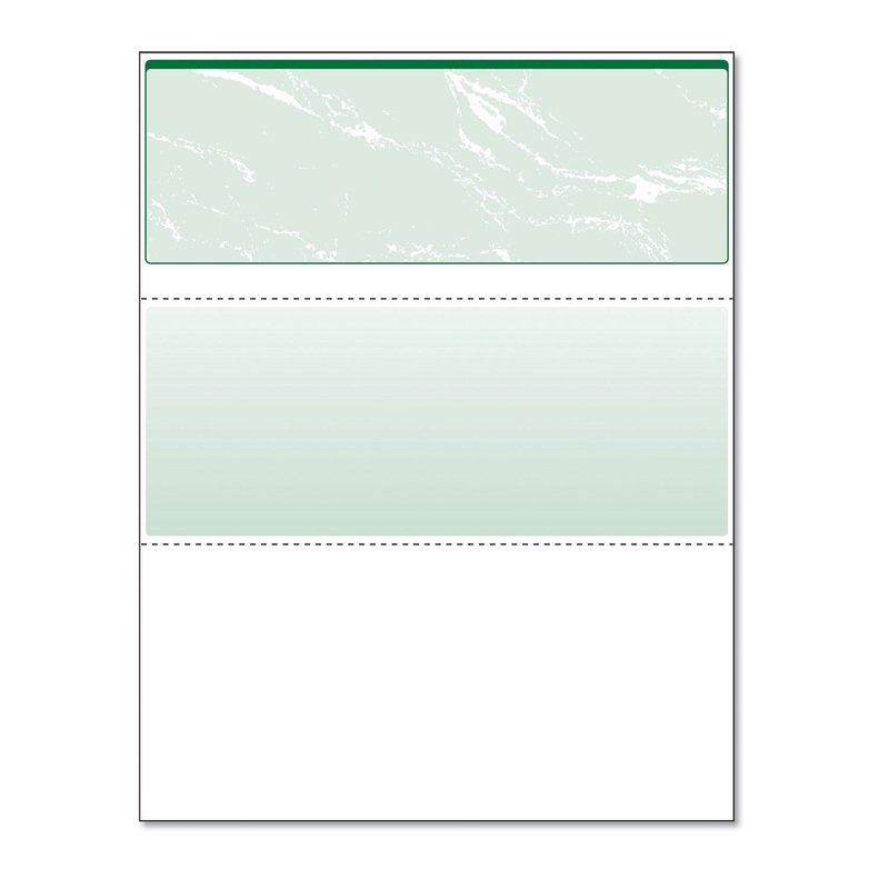 STANDARD SECURITY CHECK, 11 FEATURES, 8.5 X 11, GREEN MARBLE TOP, 500/REAM