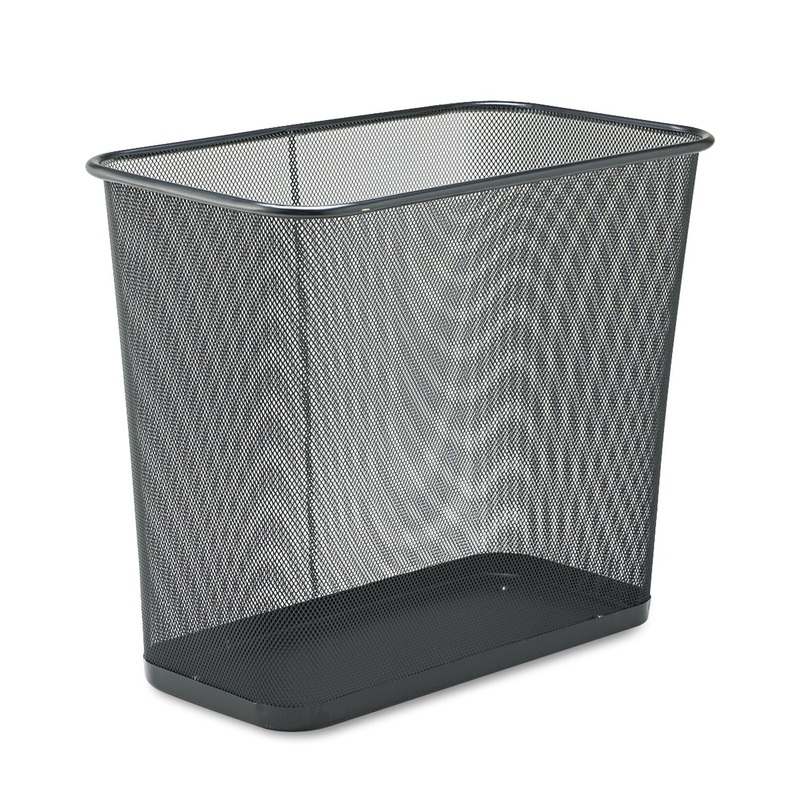 STEEL MESH WASTEBASKET, RECTANGULAR, 7.5 GAL, BLACK