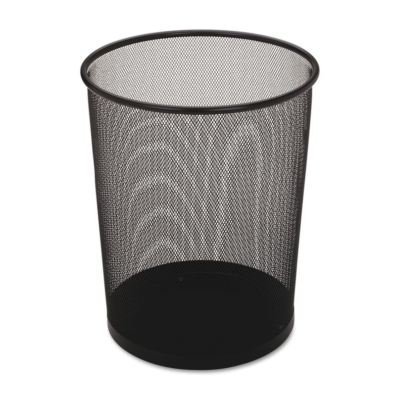 STEEL MESH WASTEBASKET, ROUND, 5 GAL, BLACK