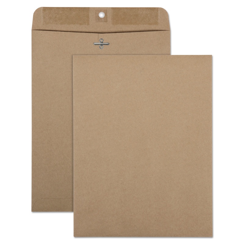 100% RECYCLED BROWN KRAFT CLASP ENVELOPE, #90, CHEESE BLADE FLAP, CLASP/GUMMED CLOSURE, 9 X 12, BROWN KRAFT, 100/BOX