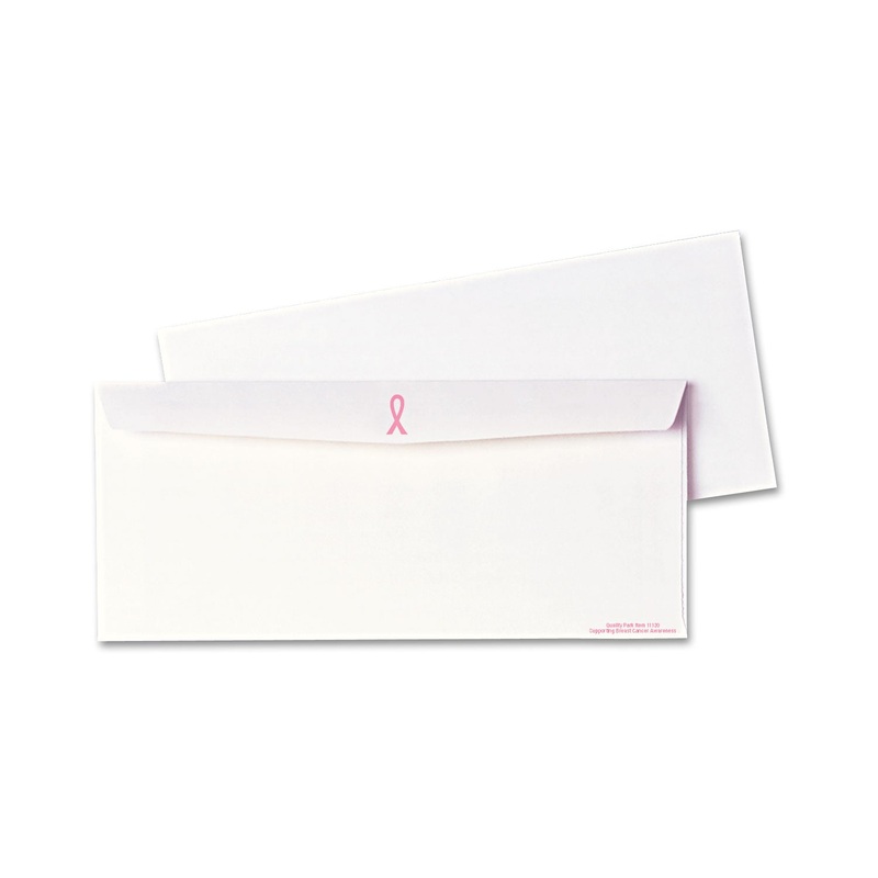 BREAST CANCER AWARENESS ENVELOPE, #10, COMMERCIAL FLAP, GUMMED CLOSURE, 4.13 X 9.5, WHITE, 500/BOX