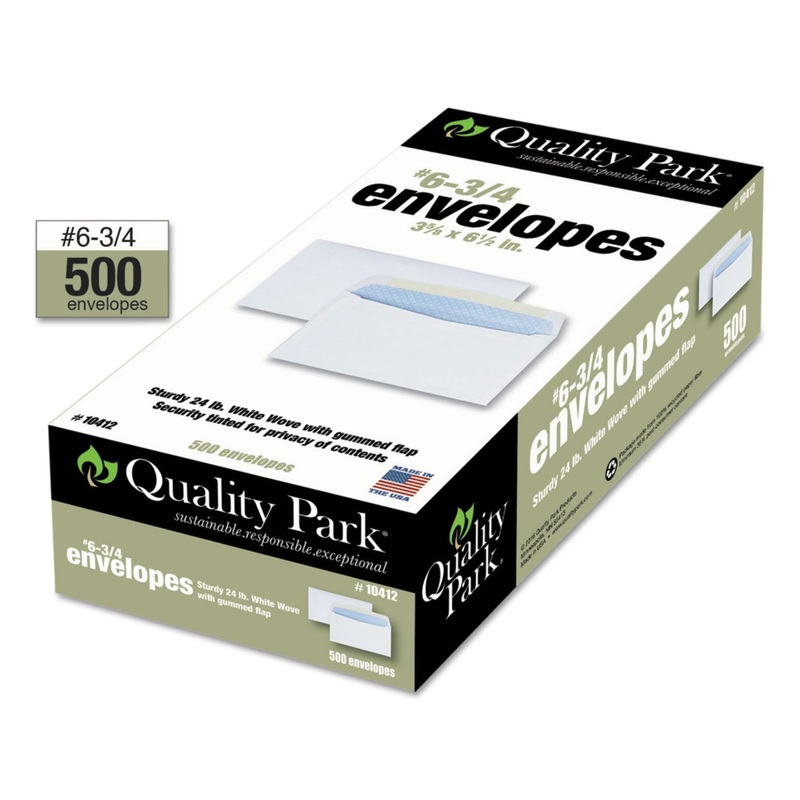 BUSINESS ENVELOPE, #6 3/4, COMMERCIAL FLAP, GUMMED CLOSURE, 3.63 X 6.5, WHITE, 500/BOX