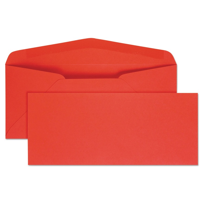 COLORED ENVELOPE, #10, BANKERS FLAP, GUMMED CLOSURE, 4.13 X 9.5, RED, 25/PACK
