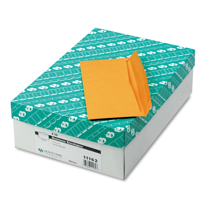KRAFT ENVELOPE, #10, COMMERCIAL FLAP, GUMMED CLOSURE, 4.13 X 9.5, BROWN KRAFT, 500/BOX