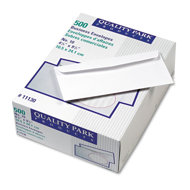 PARK RIDGE EMBOSSED EXECUTIVE ENVELOPE, #10, COMMERCIAL FLAP, GUMMED CLOSURE, 4.13 X 9.5, WHITE, 500/BOX