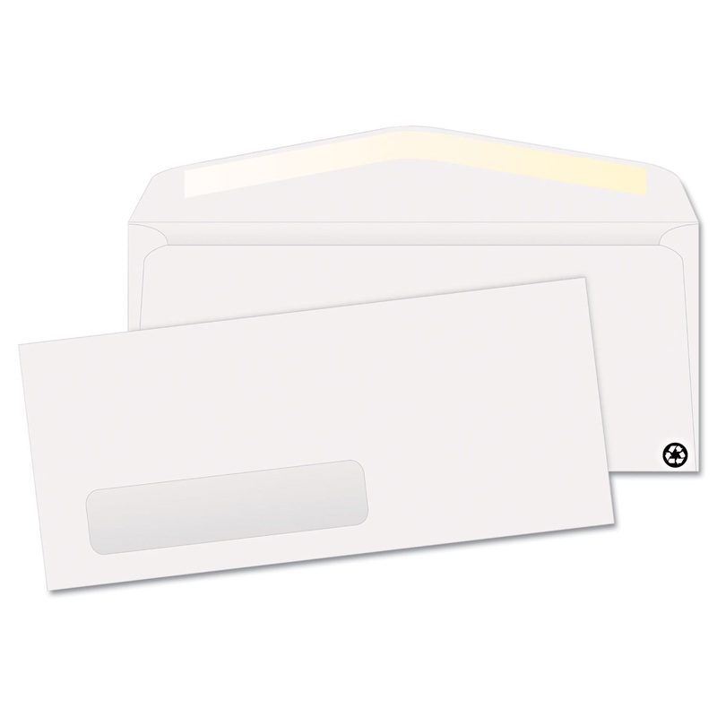 WINDOW ENVELOPE, #10, COMMERCIAL FLAP, GUMMED CLOSURE, 4.13 X 9.5, WHITE, 500/BOX
