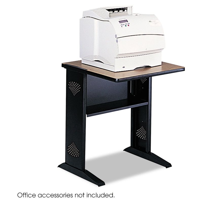 FAX/PRINTER STAND W/REVERSIBLE TOP, 23.5W X 28D X 30H, MEDIUM OAK/BLACK