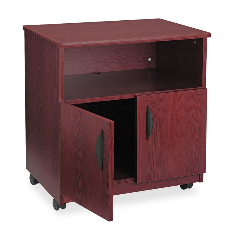 LAMINATE MACHINE STAND W/OPEN COMPARTMENT, 28W X 19.75D X 30.5H, MAHOGANY