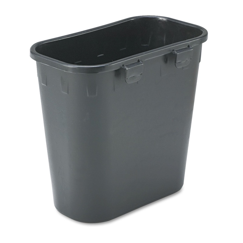 PAPER PITCH RECYCLING BIN, RECTANGULAR, POLYETHYLENE, 1.75 GAL, BLACK