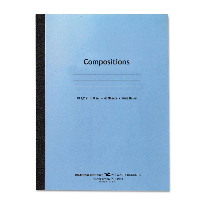 STITCHED COVER COMPOSITION BOOK, WIDE/LEGAL RULE, BLUE COVER, 10.5 X 8, 48 SHEETS