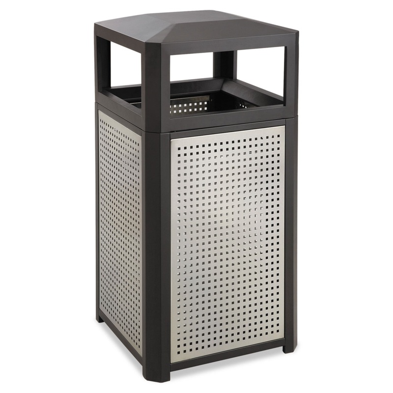 EVOS SERIES STEEL WASTE CONTAINER, 15 GAL, BLACK
