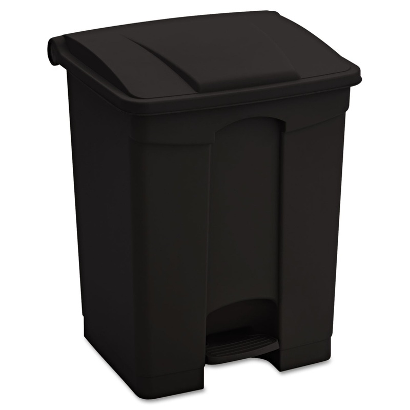 LARGE CAPACITY PLASTIC STEP-ON RECEPTACLE, 17 GAL, BLACK