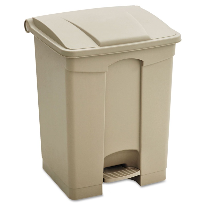 LARGE CAPACITY PLASTIC STEP-ON RECEPTACLE, 23 GAL, TAN