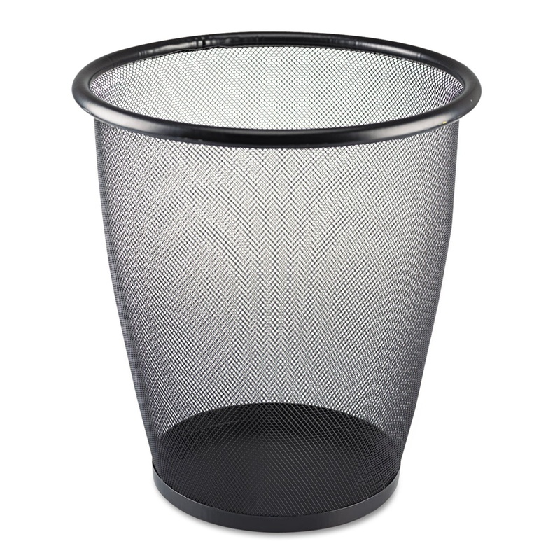 ONYX ROUND MESH WASTEBASKET, STEEL MESH, 5 GAL, BLACK