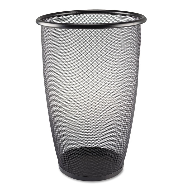 ONYX ROUND MESH WASTEBASKET, STEEL MESH, 9 GAL, BLACK