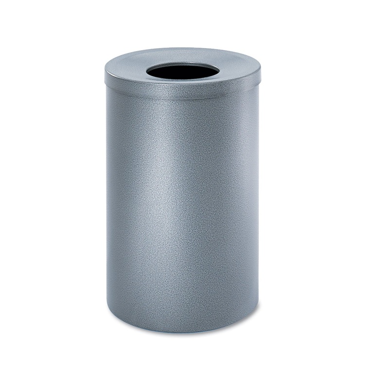 OPEN-TOP WASTE RECEPTACLE, ROUND, STEEL, 35 GAL, BLACK SPECKLE