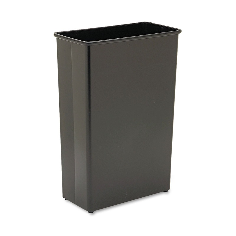 RECTANGULAR WASTEBASKET, STEEL, 22 GAL, BLACK