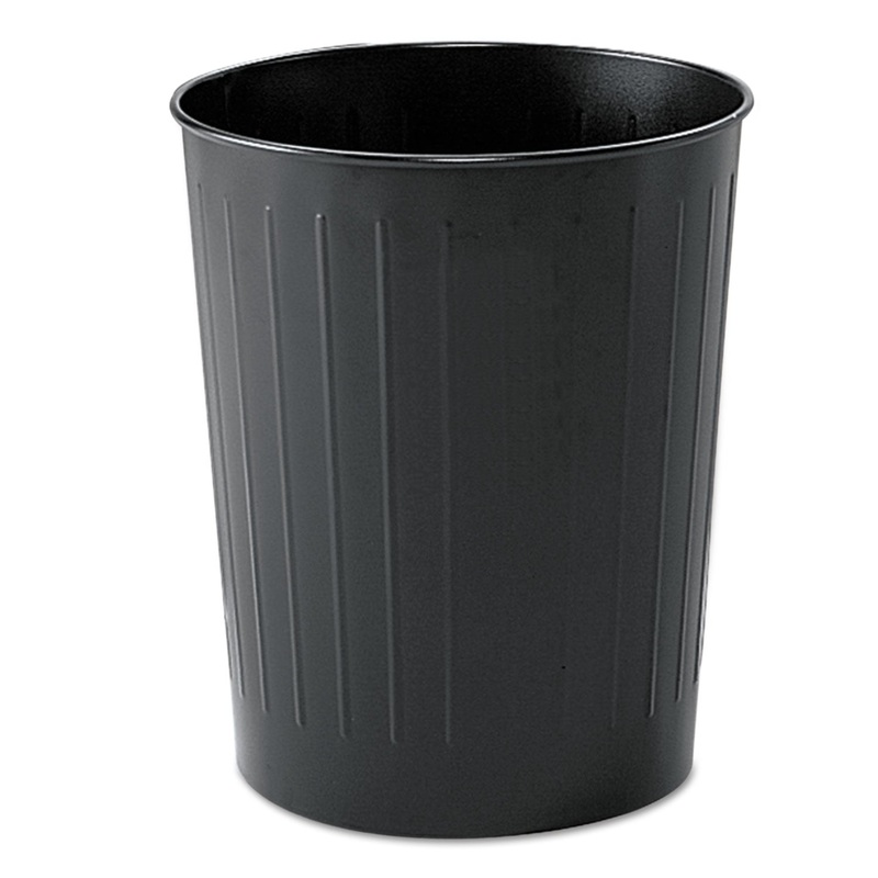 ROUND WASTEBASKET, STEEL, 23.5 QT, BLACK